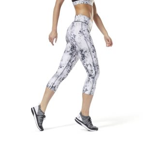 Reebok LES MILLS™ Capri All Over Print Leggings Damen - Weiß - DE 846-WOY